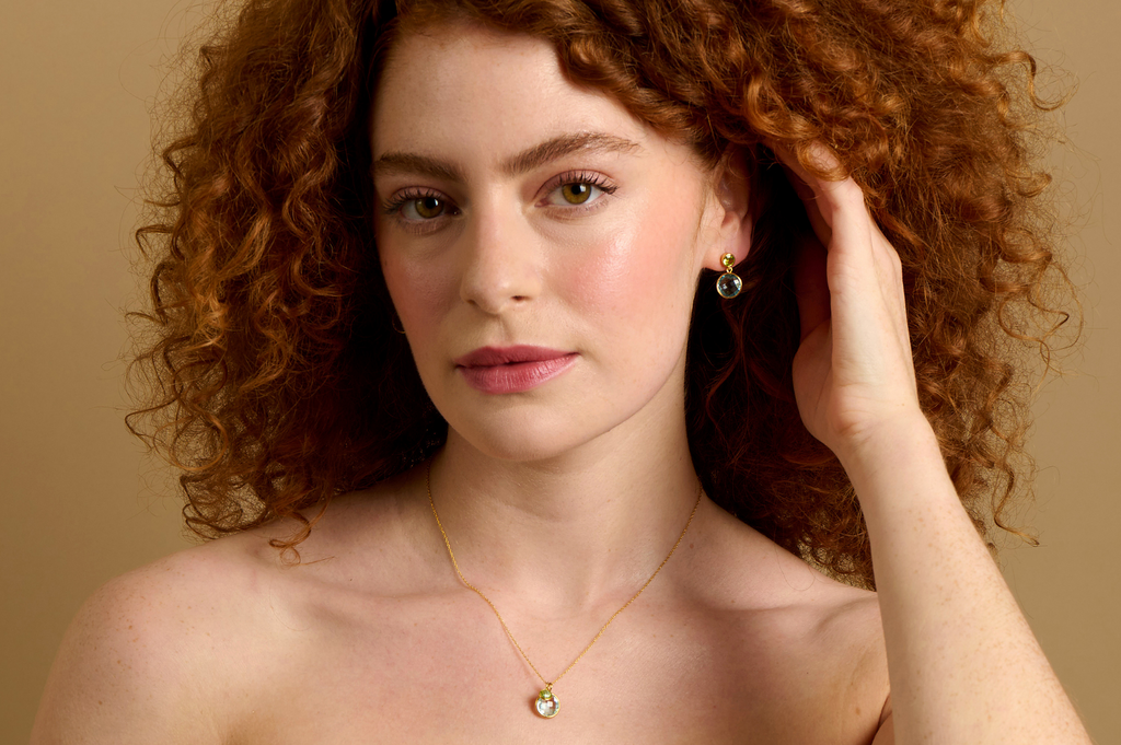 Polka Dot Blue Topaz & Peridot Silver Necklace