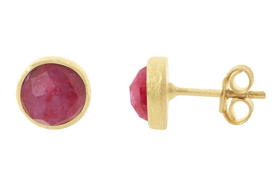 Cupcake Red Silliamanite Stud Earrings