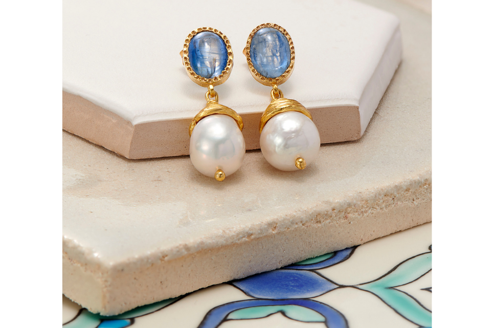 Poppy Kyanite & Pearl Earrings