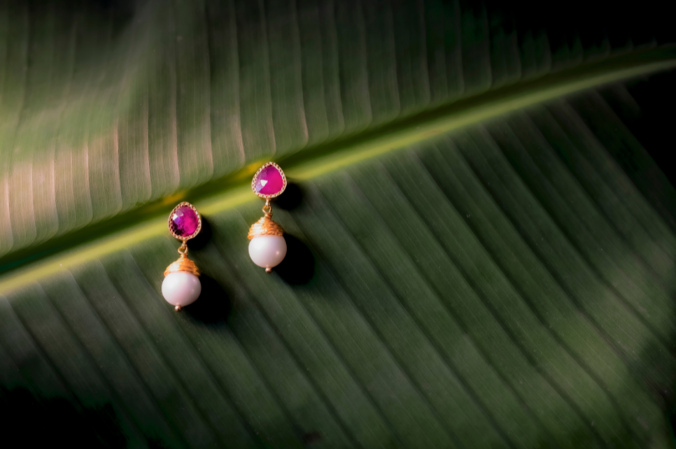 Poppy Pearl & Ruby Earrings