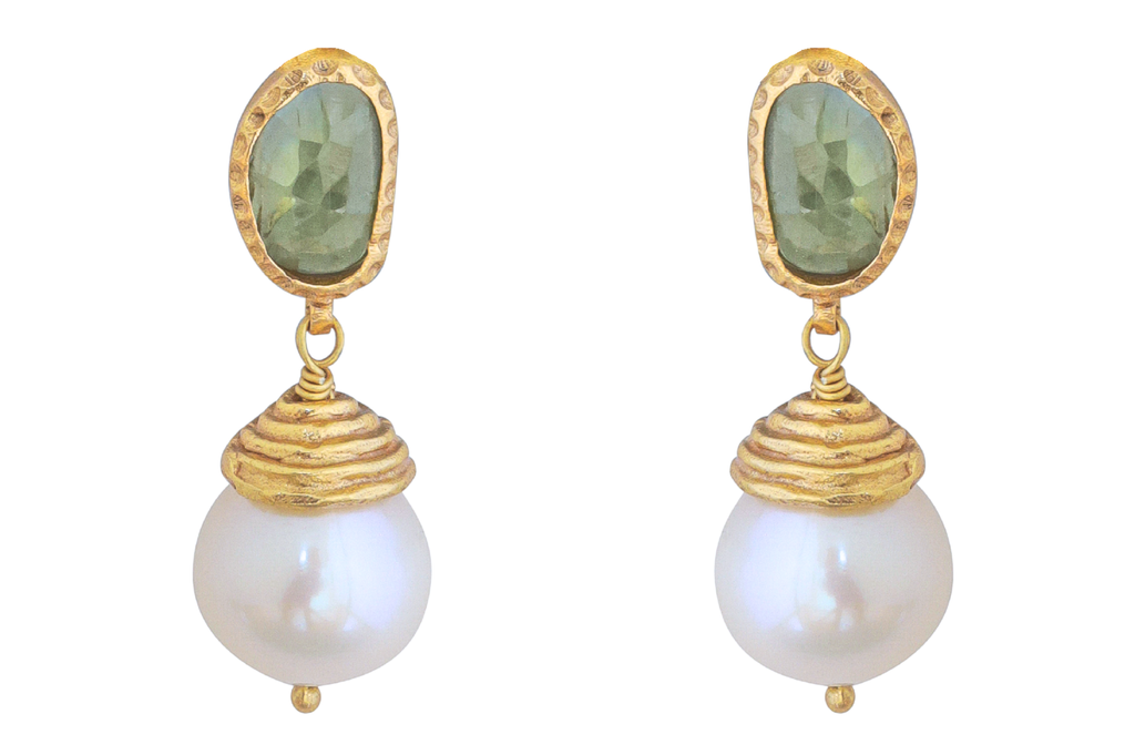Poppy Peridot And Pearl Earrings