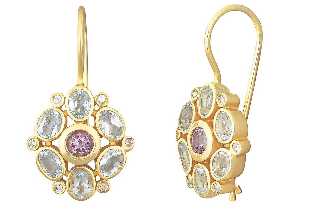 Posie Amethyst & Blue Topaz Drop Earrings
