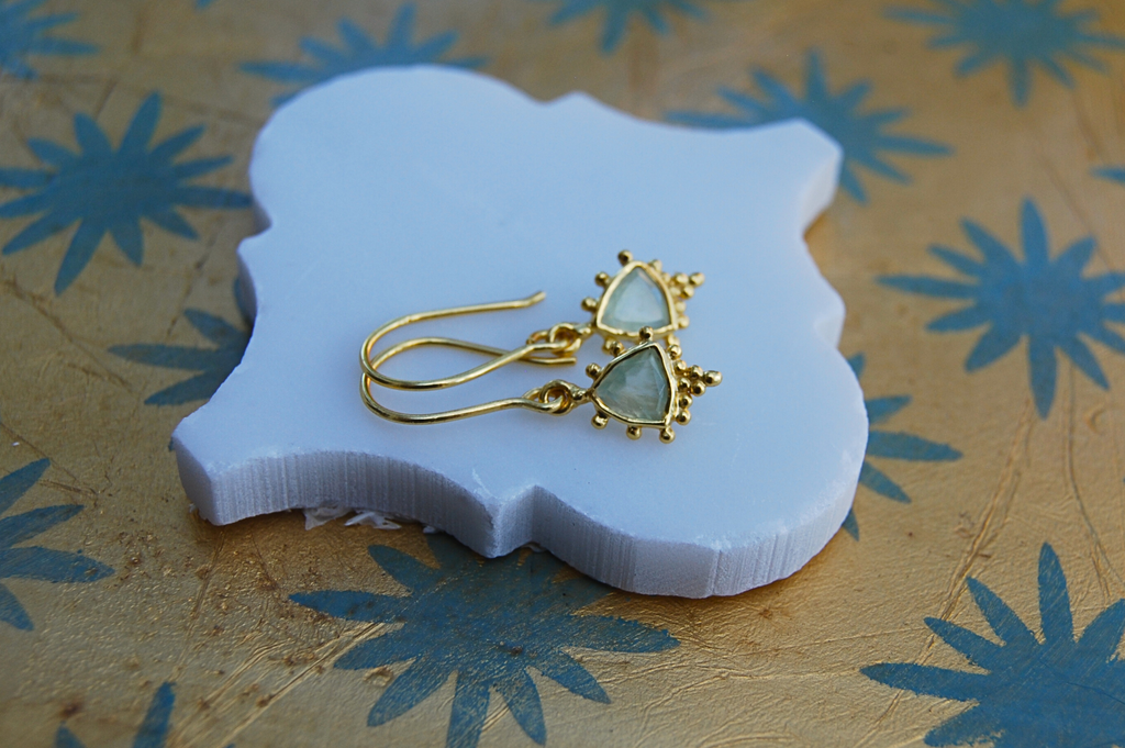 Orissa Prehnite Dotted Drop Earrings
