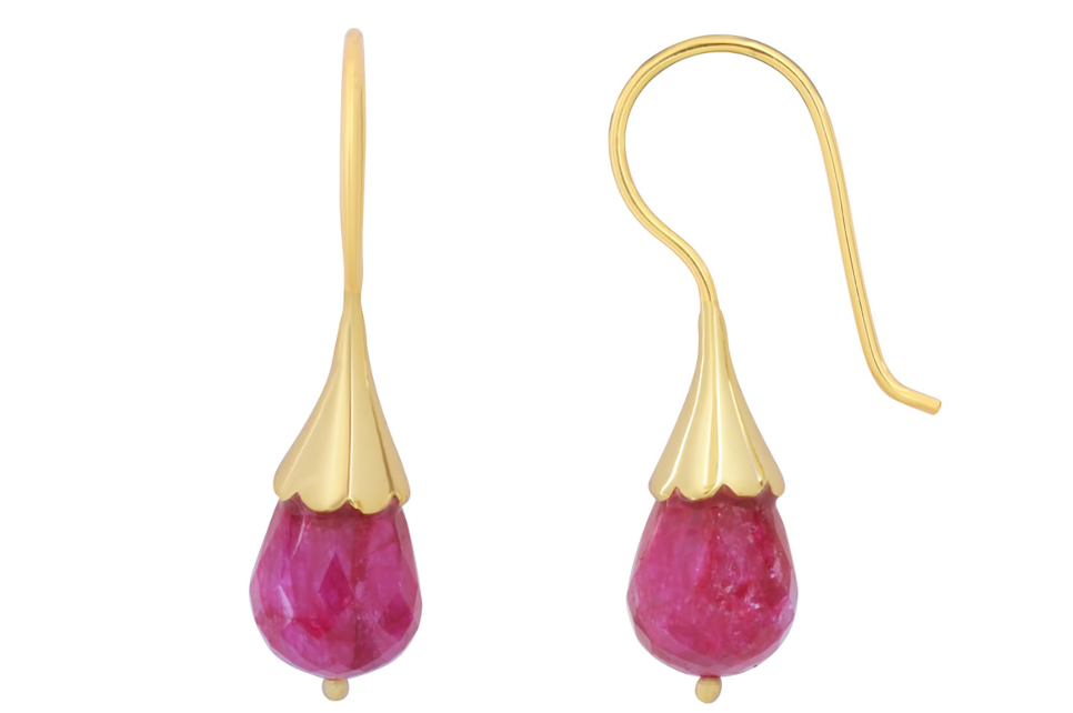 Flower Bud Red Sillimanite Drop Earrings