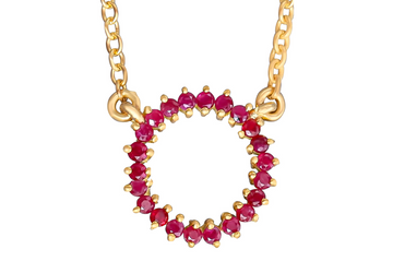 Halo Ruby Pendant Necklace