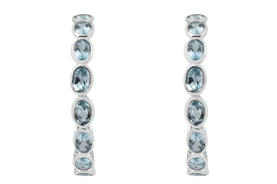 Santorini Blue Topaz Silver Hoop Earrings