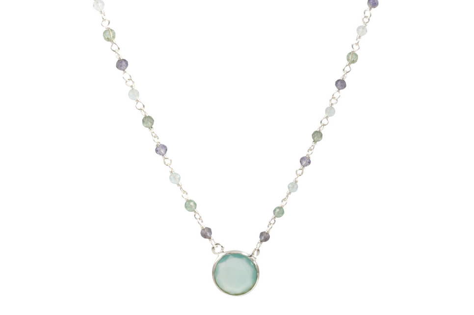 Sara Silver Chalcedony Pendant Necklace