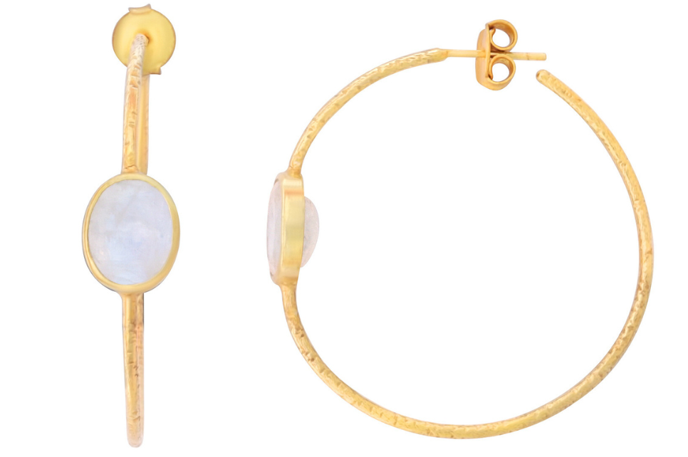 Scarlett Rainbow Moonstone Gem Set Hoop Earrings