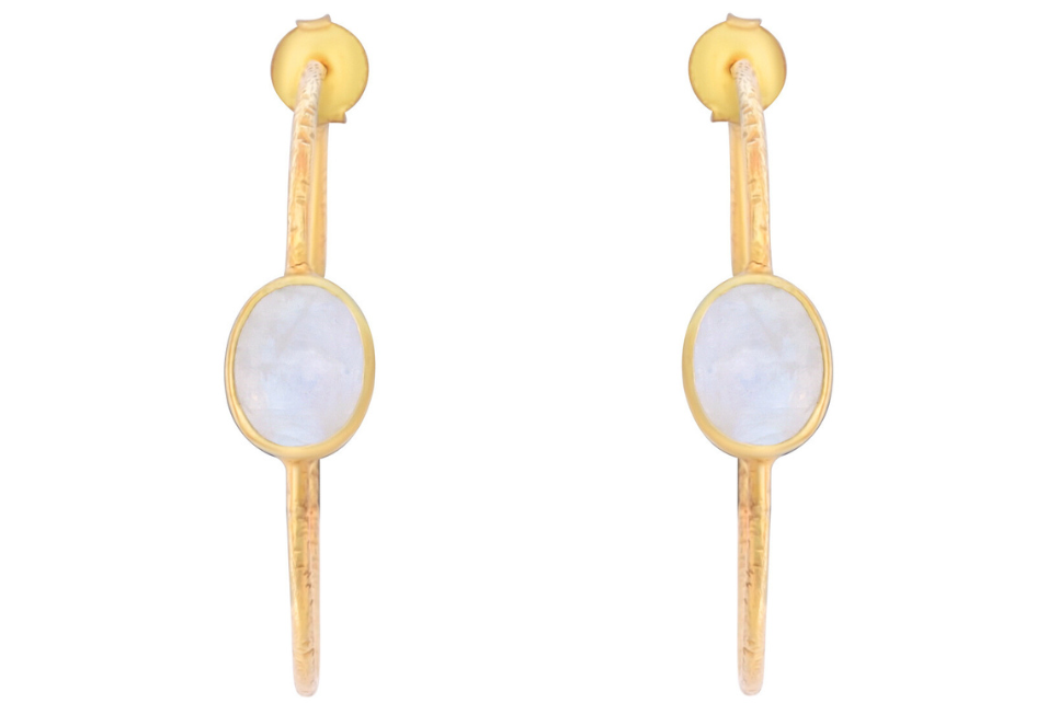 Scarlett Rainbow Moonstone Gem Set Hoop Earrings