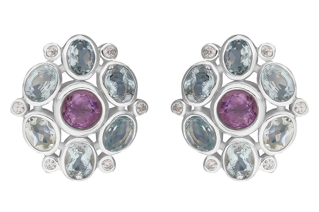 Posie Silver Amethyst & Blue Topaz Stud Earrings
