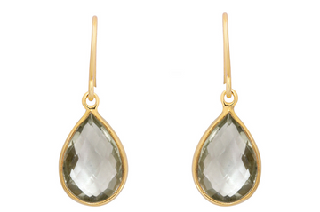 Smaller Sita Pear-Shape Green Amethyst Earrings