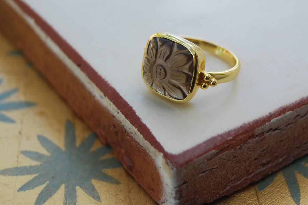 Anais Carved Smoky Quartz Ring