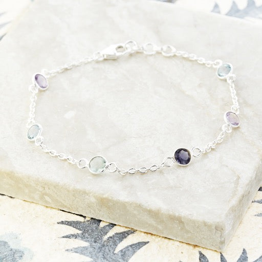 Sweetie Amethyst, Iolite & Chalcedony Bracelet