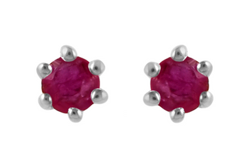 Teeny Ruby Silver Stud Earrings