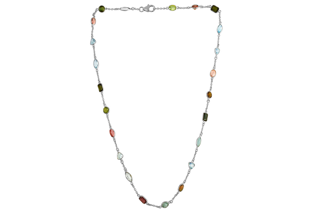 Tutti Frutti Tourmaline & Blue Topaz Silver Necklace