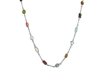 Tutti Frutti Tourmaline & Blue Topaz Silver Necklace