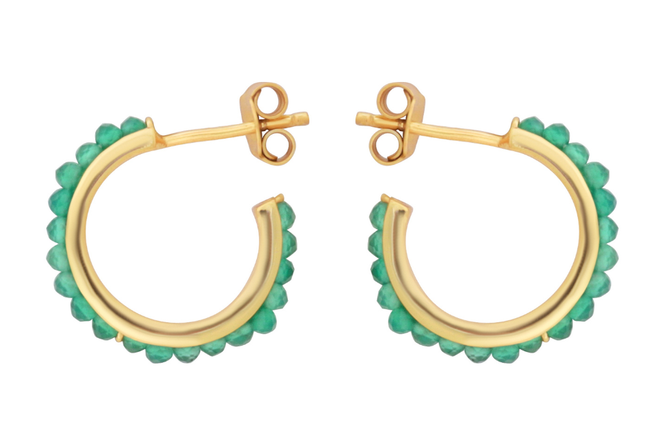 Venus Green Onyx Hoop Earrings