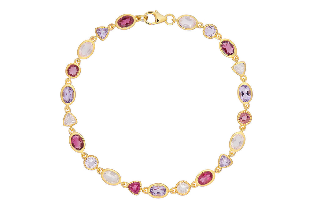 Zelda Rose Quartz, Pink Tourmaline & Amethyst Bracelet