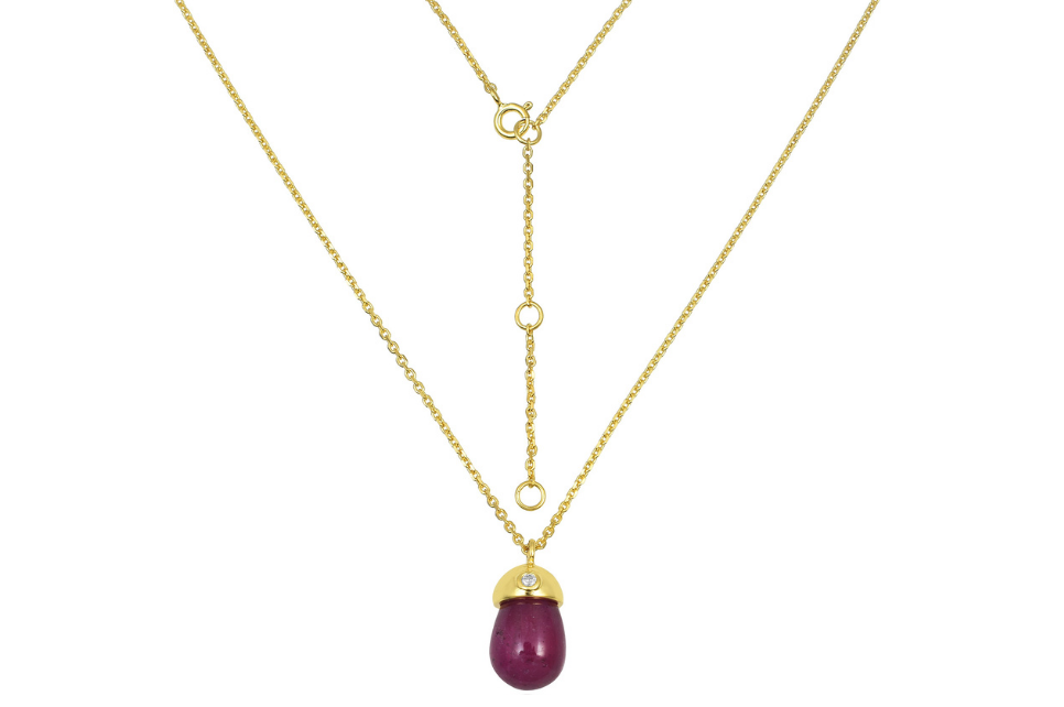 Acorn Ruby & Diamond Pendant Necklace