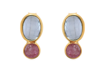 Aisla Blue Topaz & Pink Tourmaline Stud Earrings