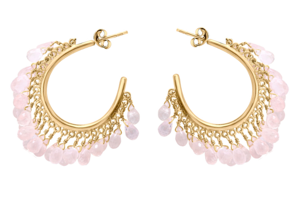 Alba Rose Quartz Gemstone Hoop Earrings