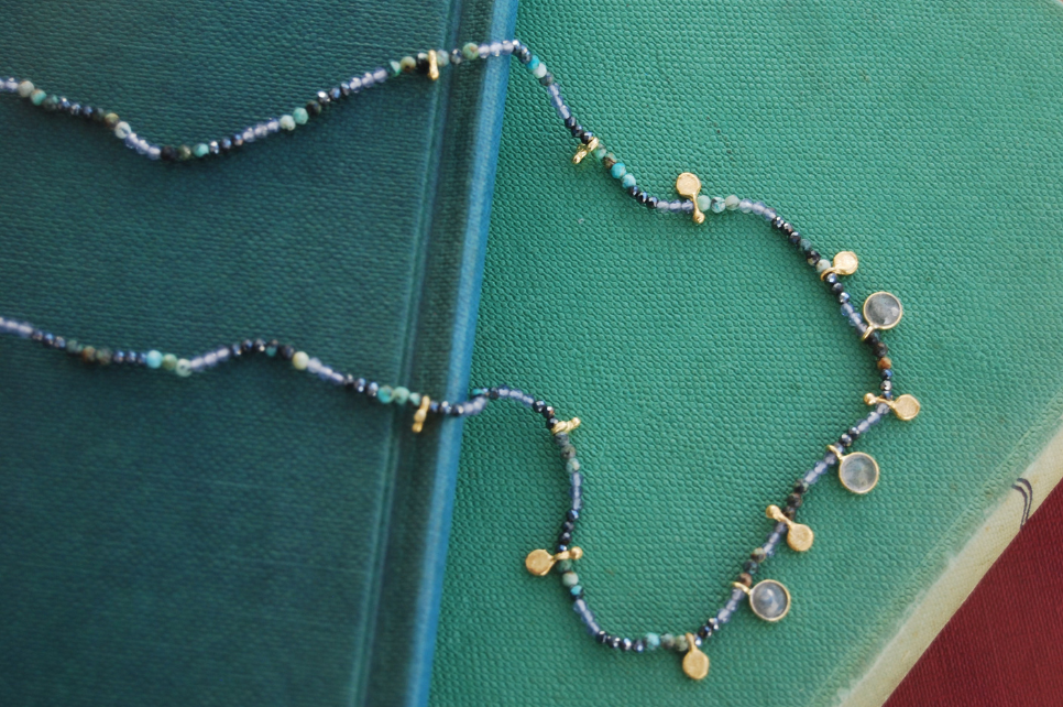 Turquoise & Iolite Charm Necklace