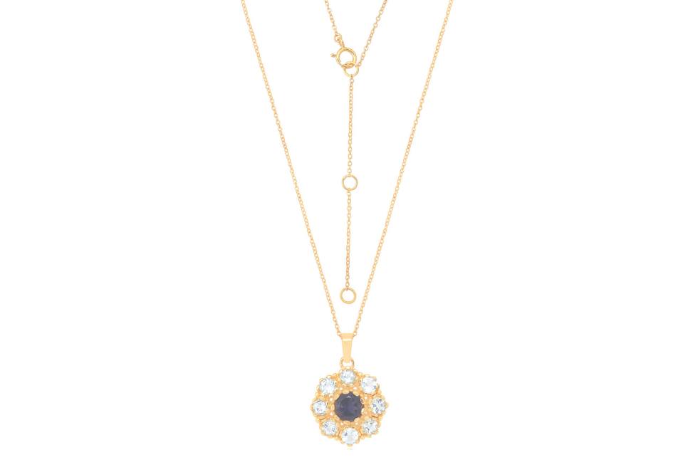 Flora Iolite & Blue Topaz Pendant Necklace