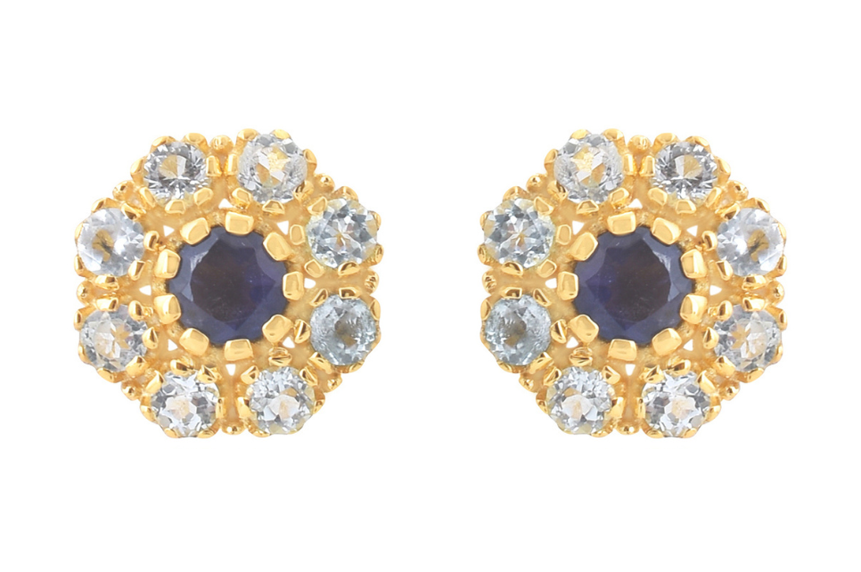 Flora Iolite & Blue Topaz Stud Earrings