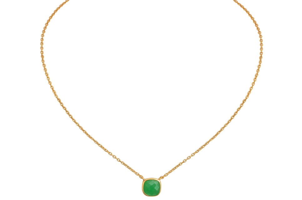 Green Onyx Cushion Cut Pendant Necklace