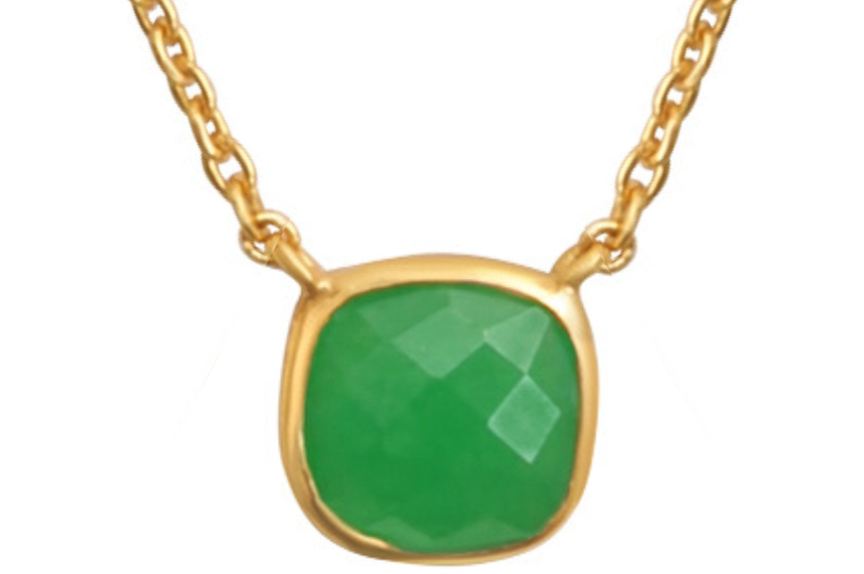 Green Onyx Cushion Cut Pendant Necklace
