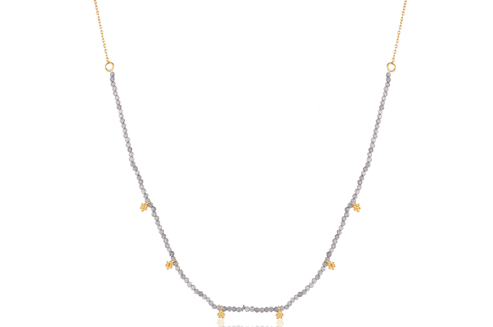 Fiora Iolite & Flower Charm Necklace