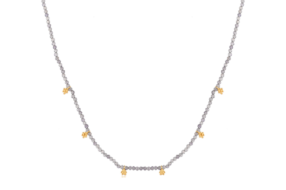 Fiora Iolite & Flower Charm Necklace