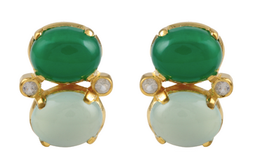 Lovebug Chalcedony & Green Onyx Stud Earrings