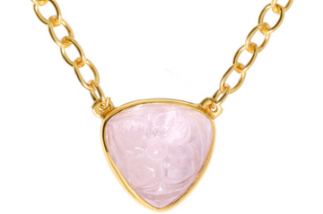 Carved Morganite Pendant Necklace