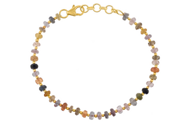 Multi Coloured Sapphire Bead Bracelet