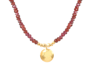 Paros Garnet Bead & Disc Necklace