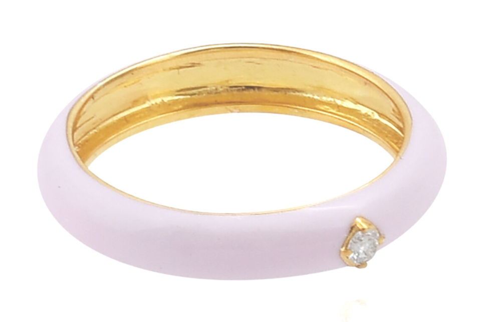 Pia Pink Enamel & Diamond Ring