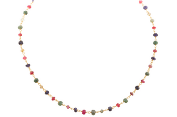 Rosary Ruby, Emerald & Sapphire Necklace