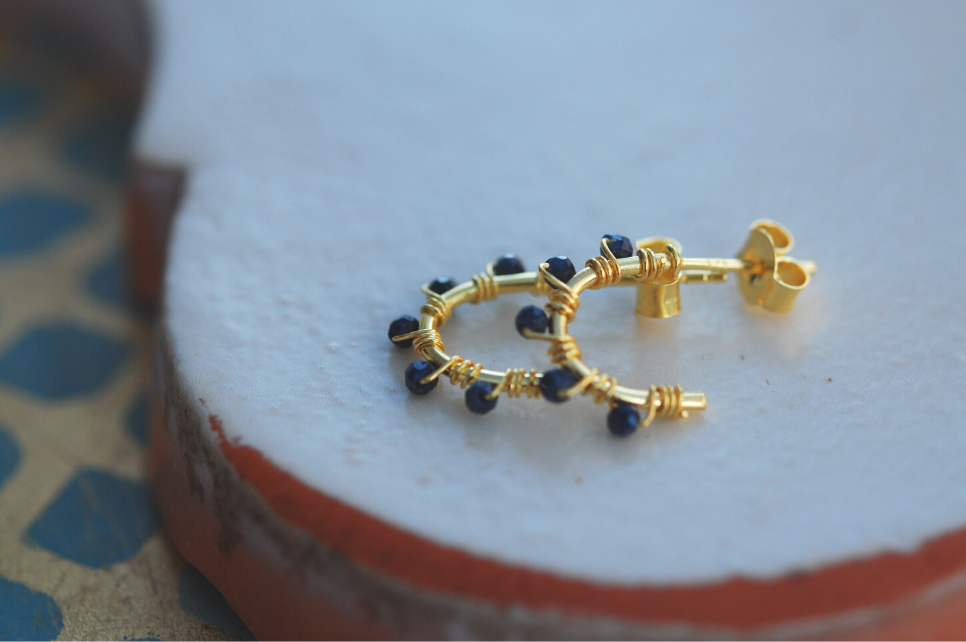 Adele Sapphire Coiled Hoop Earrings