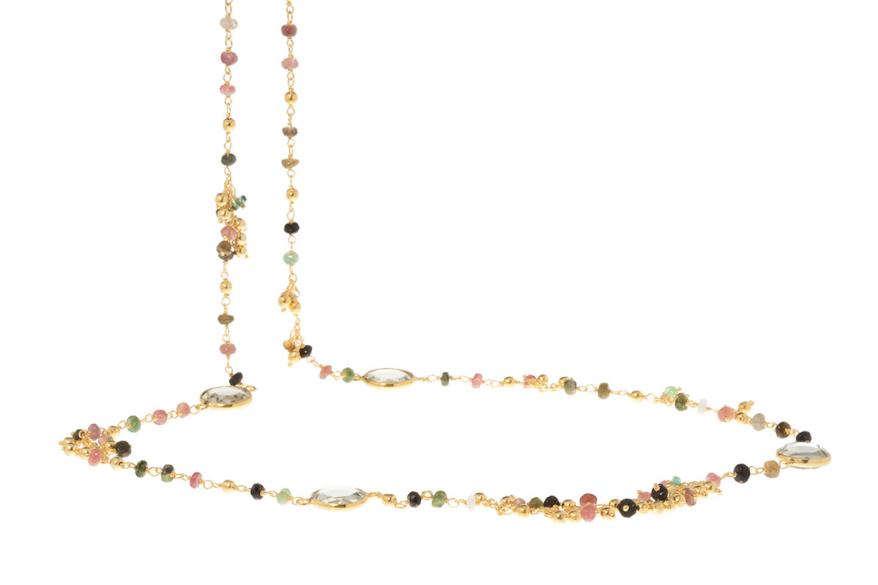 Colourful Mixed Beads Necklace in Gold | Lisa Angel