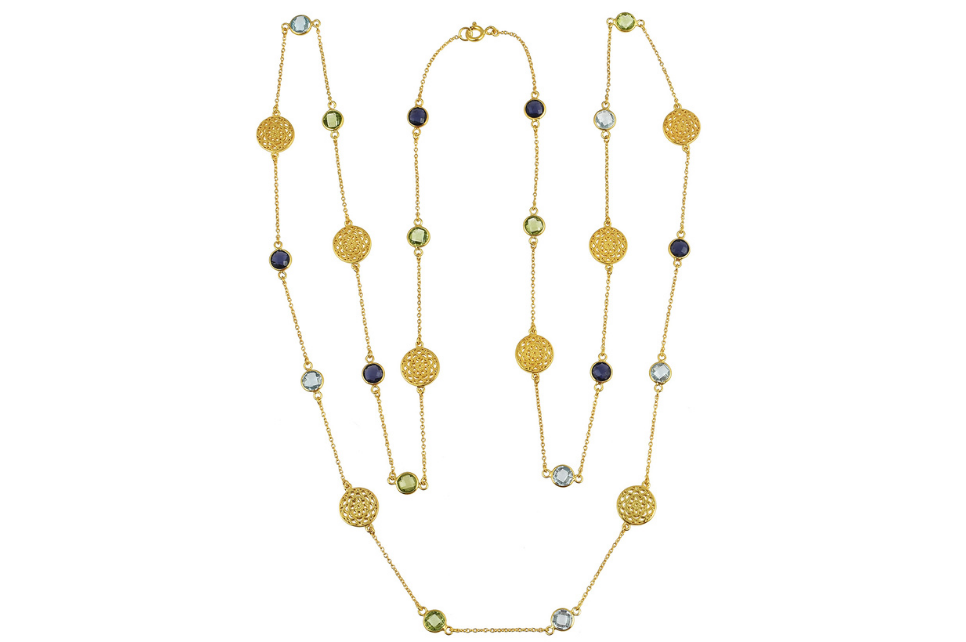 Talisman Peridot, Blue Topaz & Iolite Long Necklace