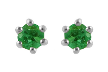 Teeny Emerald Silver Stud Earrings
