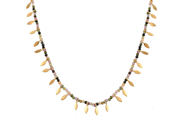 Tourmaline Leaf Charm Necklace